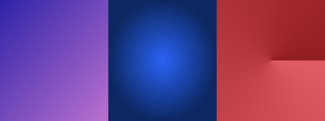 Example linear, radial, and angular gradients