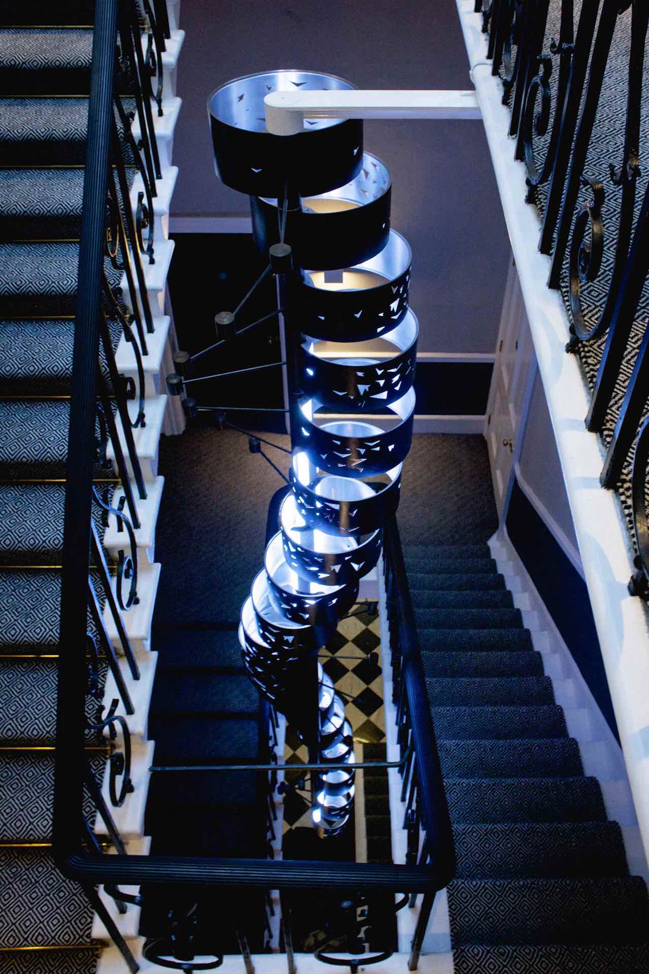 Murmuration Chandelier side on light blue